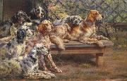 Osthaus, Edmund Henry Seven English Setters oil